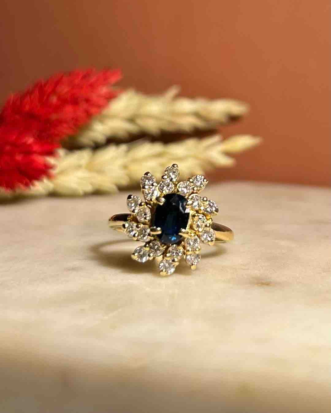 Bague Marguerite Saphir &amp; Diamants "Blanche"