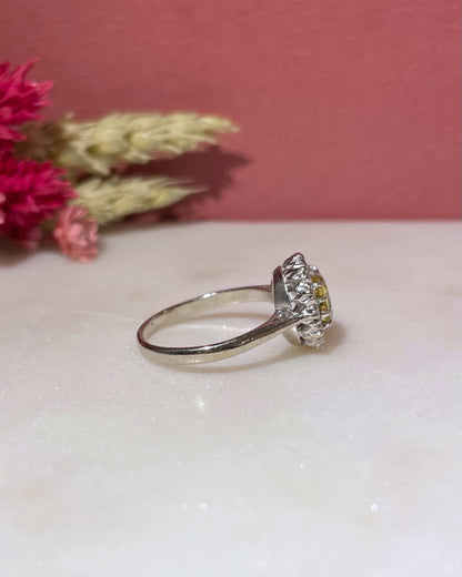Yellow Sapphire Daisy Ring 0.70 carat &amp;amp; 12 Diamonds &quot;Yuri&quot;