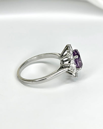 Bague Marguerite Saphir Lavande 1.20 carat &amp; Diamants 0.70 carat "Amanda" - Elliade Paris