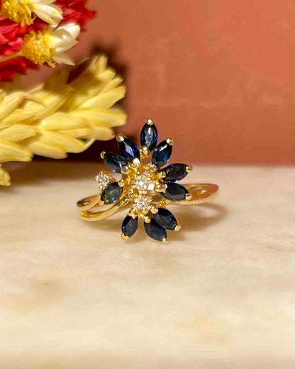 Bague Marguerite Saphir coeur Diamants &quot;Millie&quot;