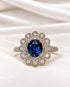 Bague Marguerite Saphir Peacock de Ceylan 2.05 carats & Diamants 0.29 carat 4,58g "Nolwen" - Elliade Paris