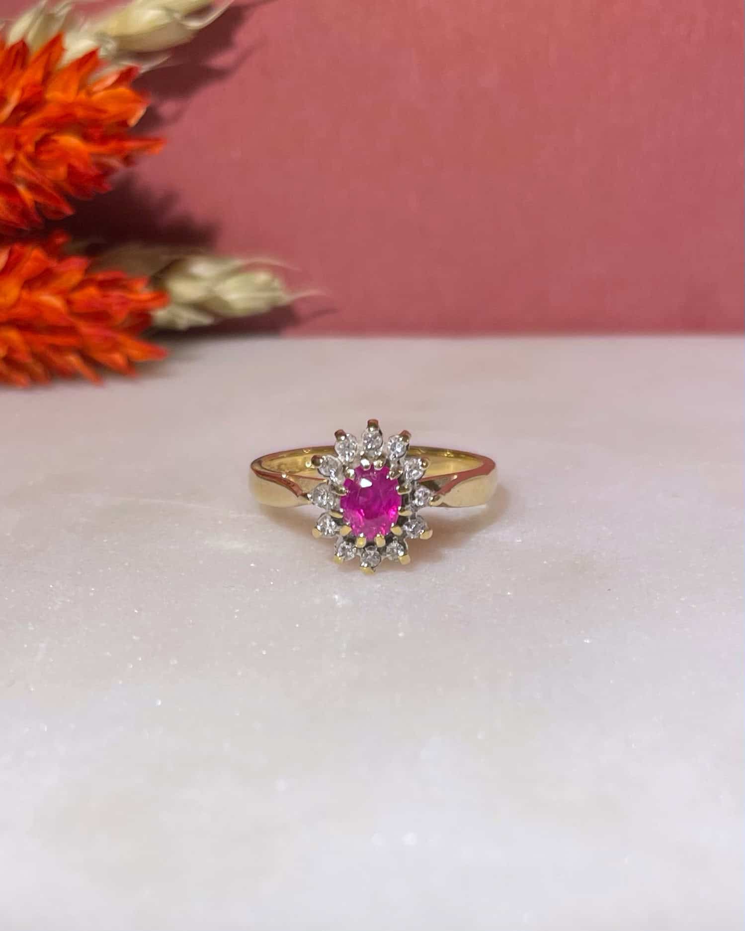 Bague Marguerite Saphir rose 0.40 carat &amp; Diamants "Amélisée" - Elliade Paris