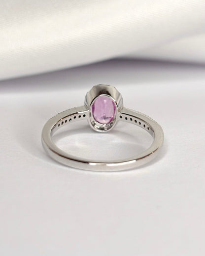 Bague Marguerite Saphir Rose 0.76 carat &amp; Diamants "Elodie" - Elliade Paris