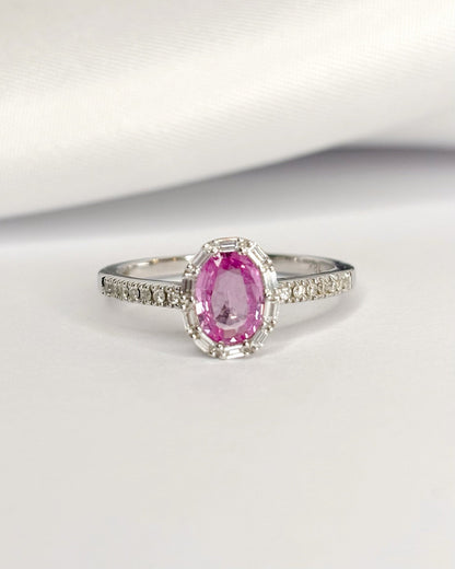 Bague Marguerite Saphir Rose 0.76 carat &amp; Diamants "Elodie" - Elliade Paris