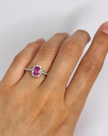Bague Marguerite Saphir Rose 0.76 carat &amp; Diamants "Elodie" - Elliade Paris
