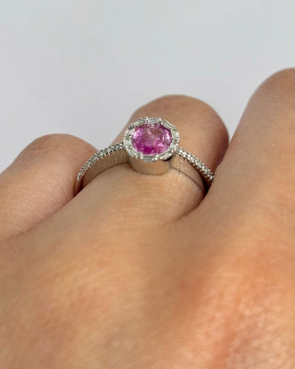 Bague Marguerite Saphir Rose 0.76 carat &amp; Diamants "Elodie" - Elliade Paris