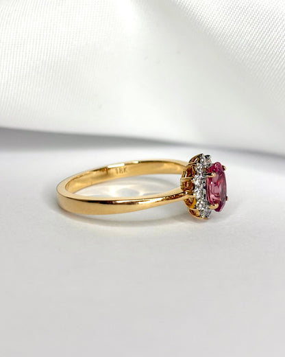 Bague Marguerite Saphir Rose 1 carat &amp; Diamants "Iliana" - Elliade Paris