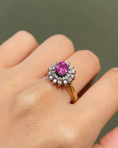 Bague Marguerite Saphir Rose &amp; 28 Diamants &quot;Laurencia&quot; - Elliade Paris