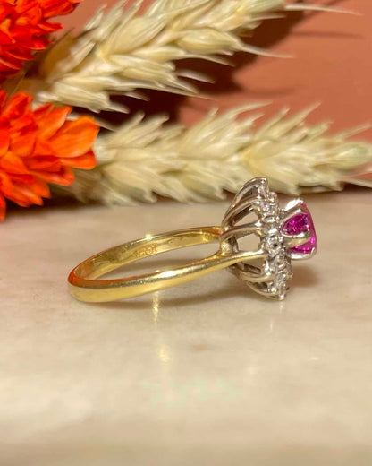 Bague Marguerite Saphir Rose &amp; 28 Diamants &quot;Laurencia&quot; - Elliade Paris
