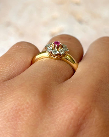 Bague Marguerite Saphir Rose &amp; Diamants "Irina" - Elliade Paris