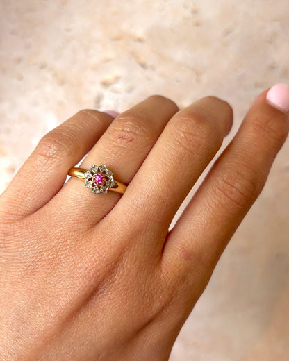 Bague Marguerite Saphir Rose &amp; Diamants "Irina" - Elliade Paris