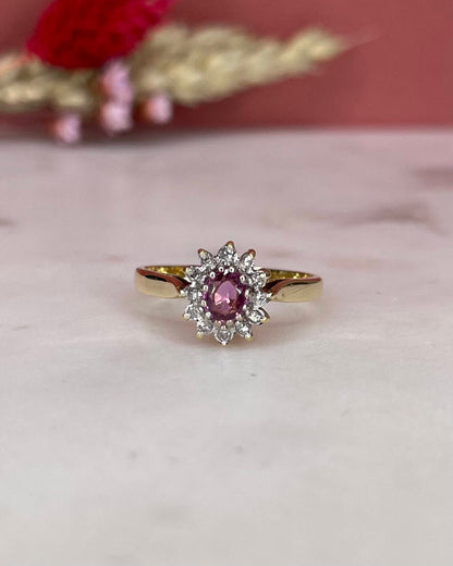 Bague Marguerite Saphir Rose &amp; Diamants &quot;Jasmina&quot; - Elliade Paris