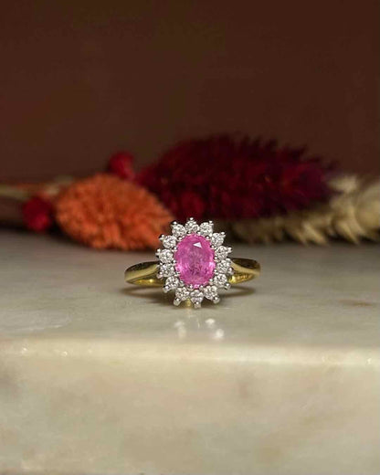 Bague Marguerite Saphir Rose &amp; Diamants &quot;Mia&quot; - Elliade Paris