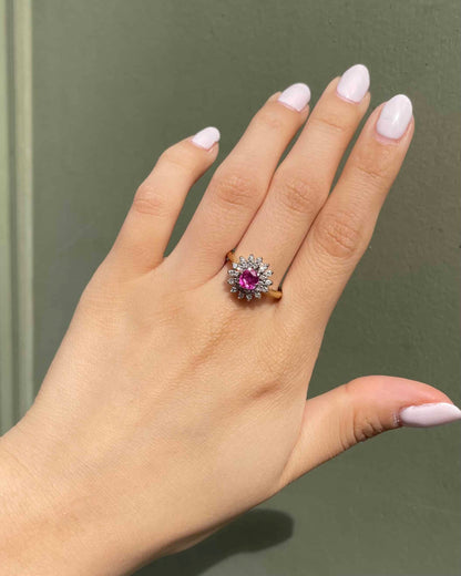 Bague Marguerite Saphir Rose  &amp; 28 Diamants &quot;Laurencia&quot;