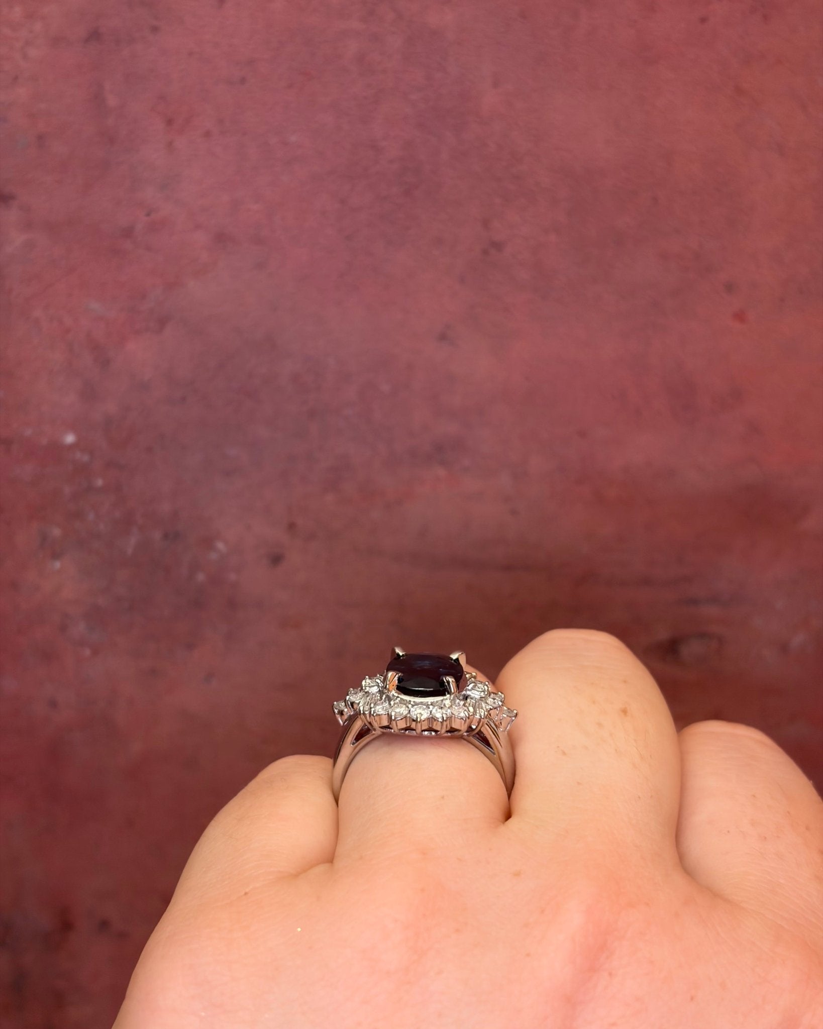 Bague Marguerite Saphir Teal 4.19 carats &amp; Diamants 0.80 carat 8.68g "Noémie" - Elliade Paris