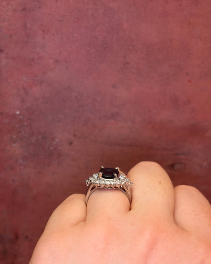 Bague Marguerite Saphir Teal 4.19 carats &amp; Diamants 0.80 carat 8.68g "Noémie" - Elliade Paris