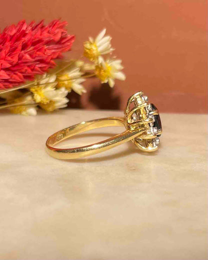 Bague Marguerite Saphir 1 carat &amp; Diamants &quot;Danny&quot;
