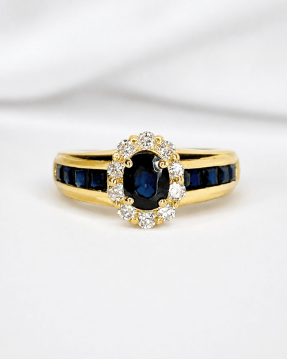 Bague Marguerite Saphirs 0.84 carat &amp; Diamants 0.25 carat "Valentine" - Elliade Paris