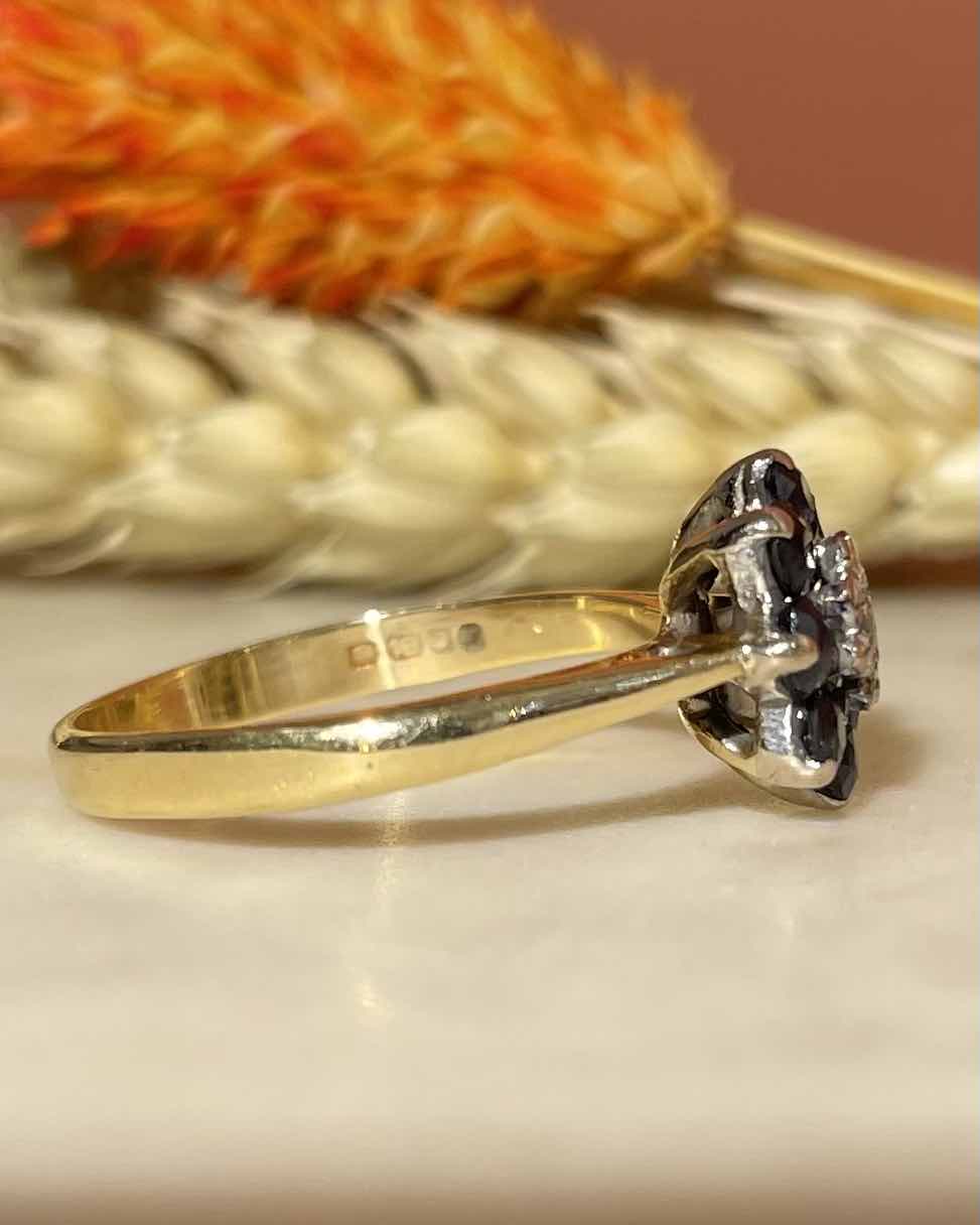 Bague Marguerite Saphirs coeur Diamant "Norma" - Elliade Paris