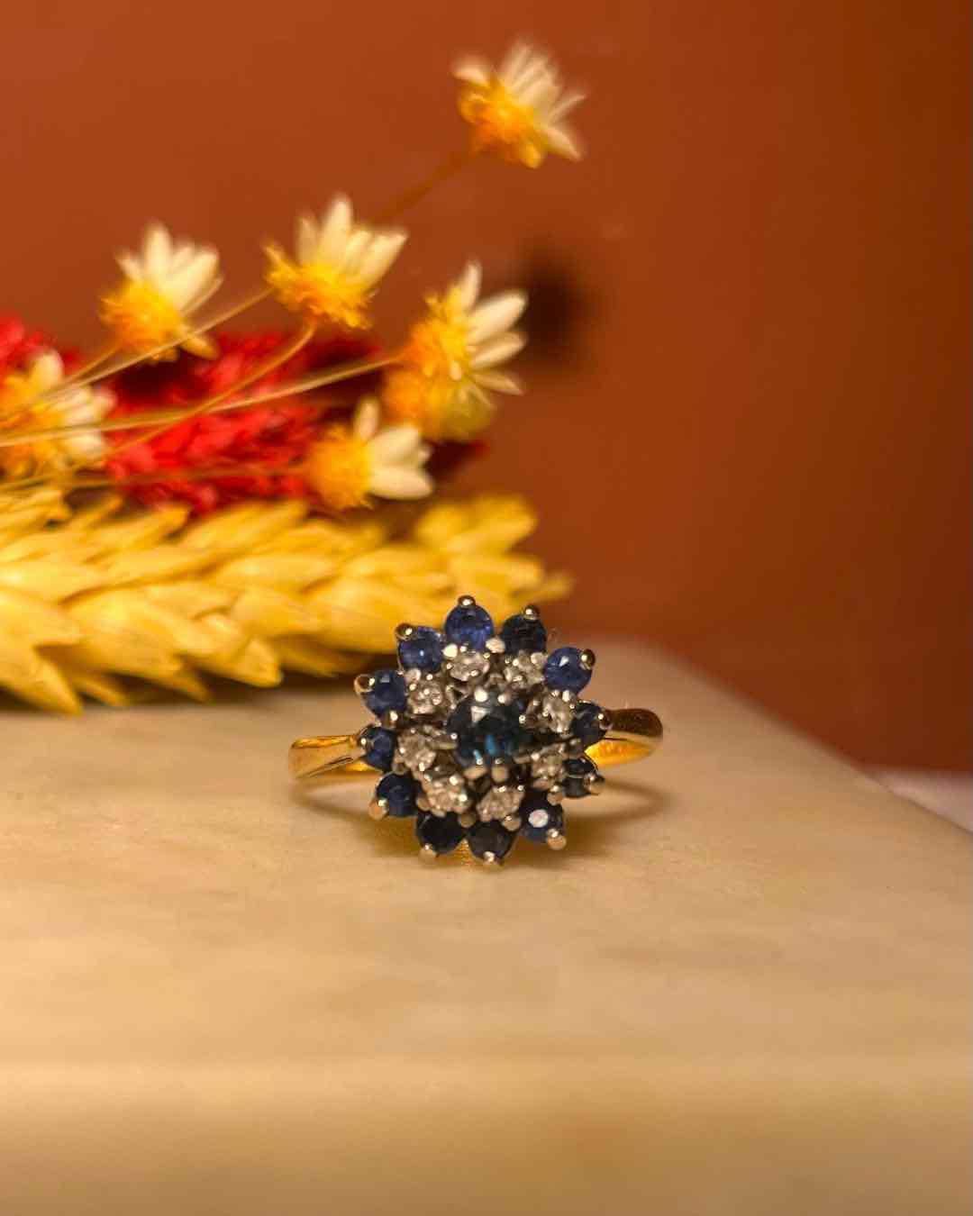 Bague Marguerite Saphirs &amp; Diamants Coeur Saphir "Sia" - Elliade Paris