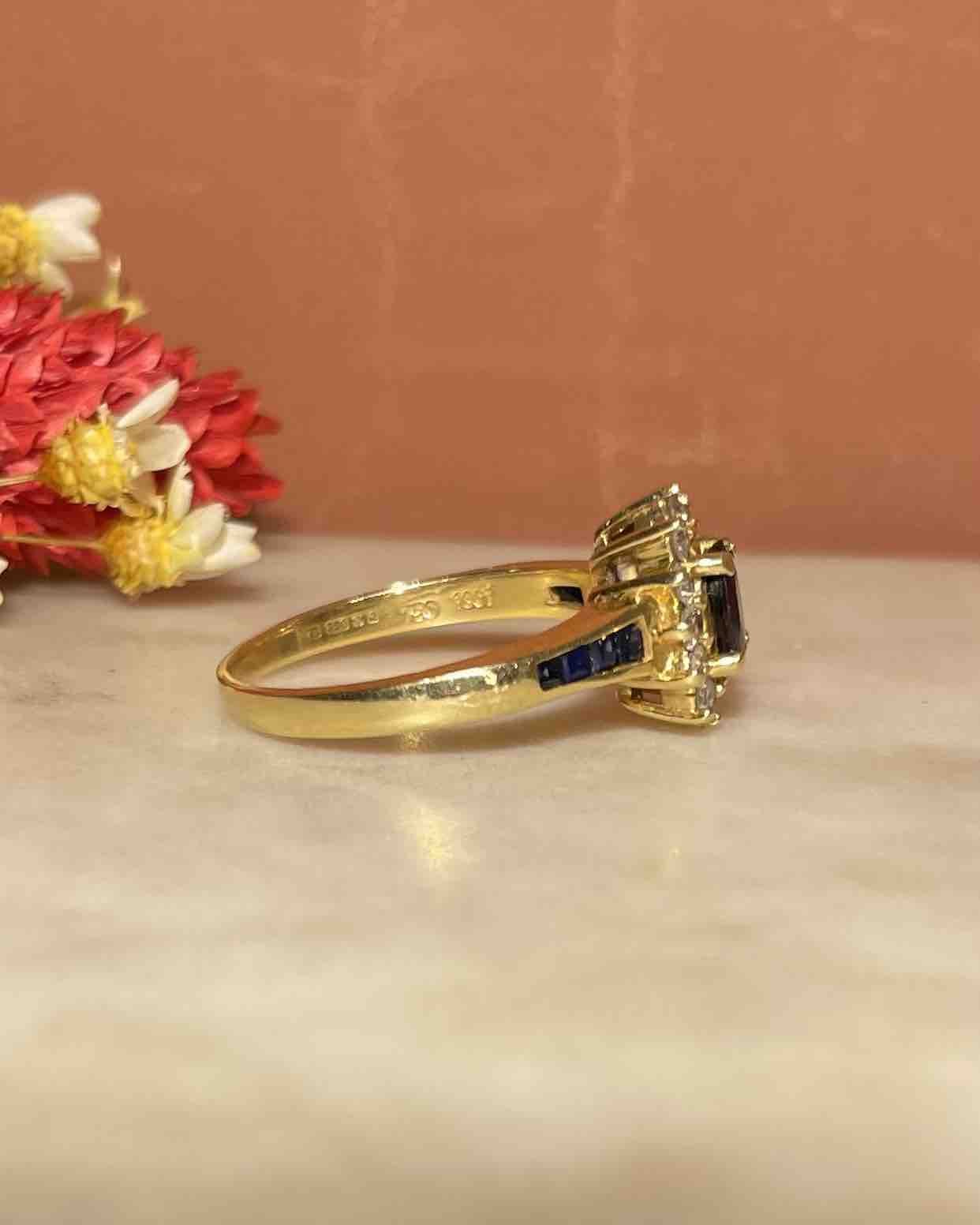 Bague Marguerite Saphirs et Diamants "Isabel" - Elliade Paris