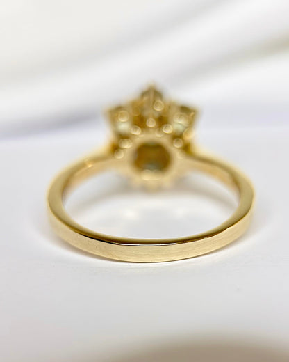 Bague Marguerite Saphirs Verts de Madagascar 1.09 carat "Ornella" - Elliade Paris