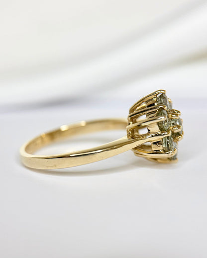 Bague Marguerite Saphirs Verts de Madagascar 1.09 carat "Ornella" - Elliade Paris