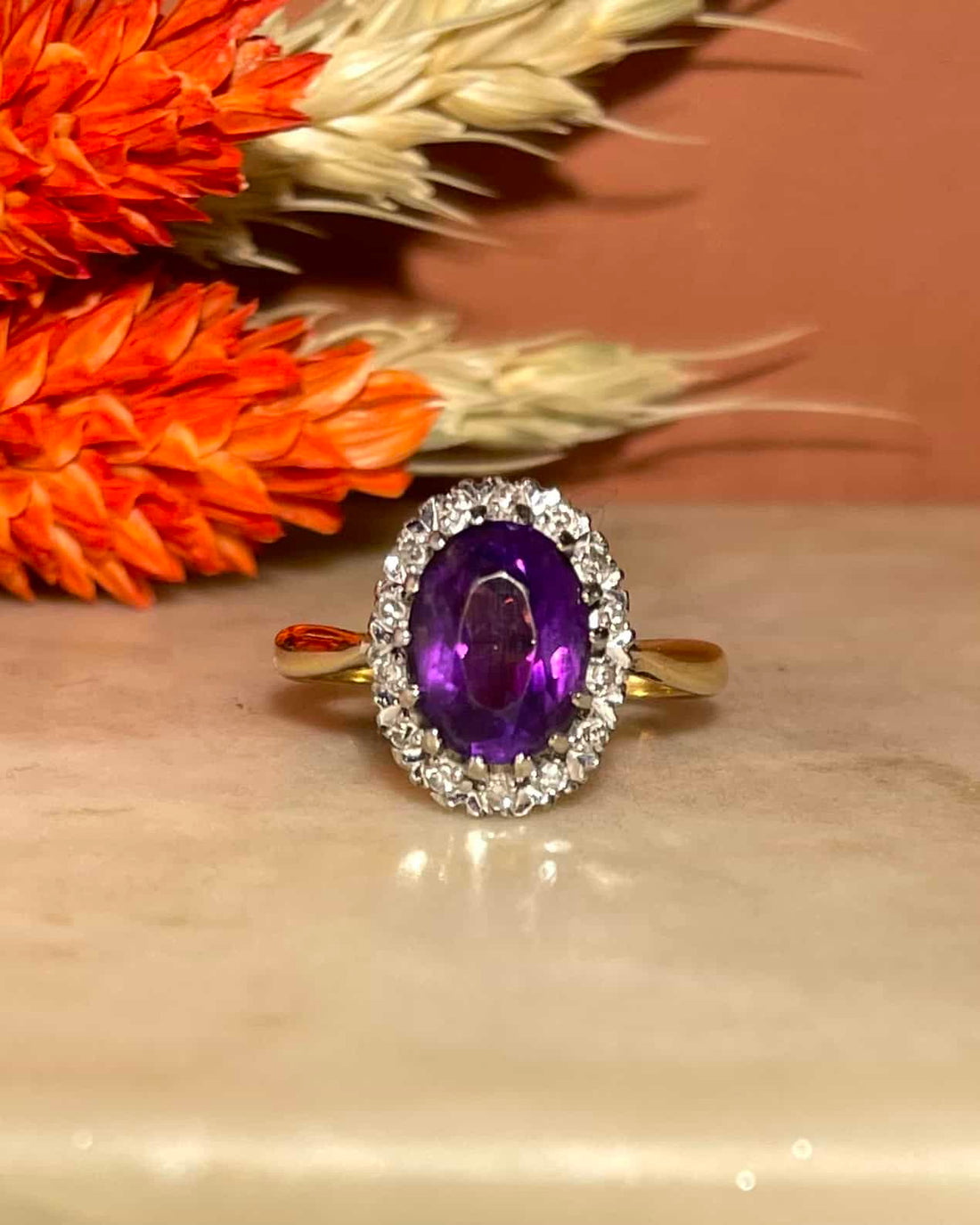 Bague Marguerite Améthyste 2.30 Carats &amp; 14 Diamants &quot;Bloom&quot;