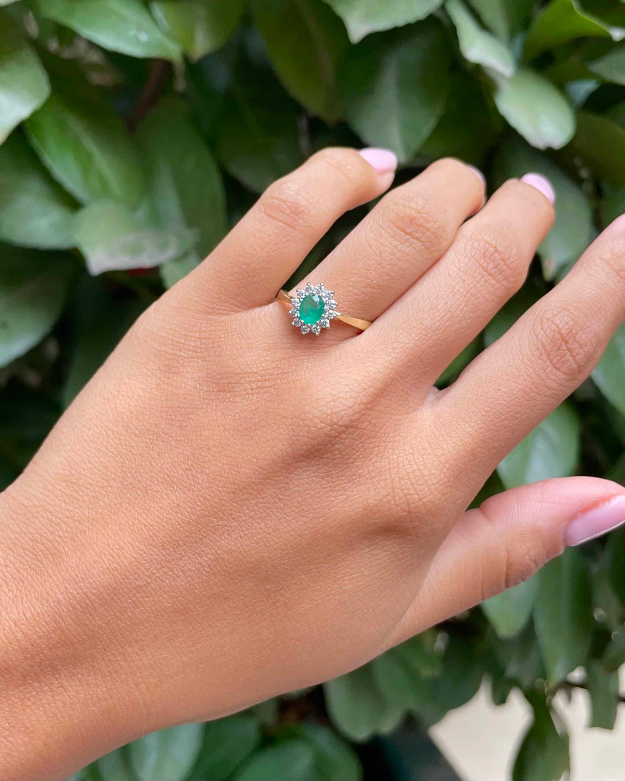 Bague Marguerite Émeraude &amp; Diamants &quot;Krista&quot;