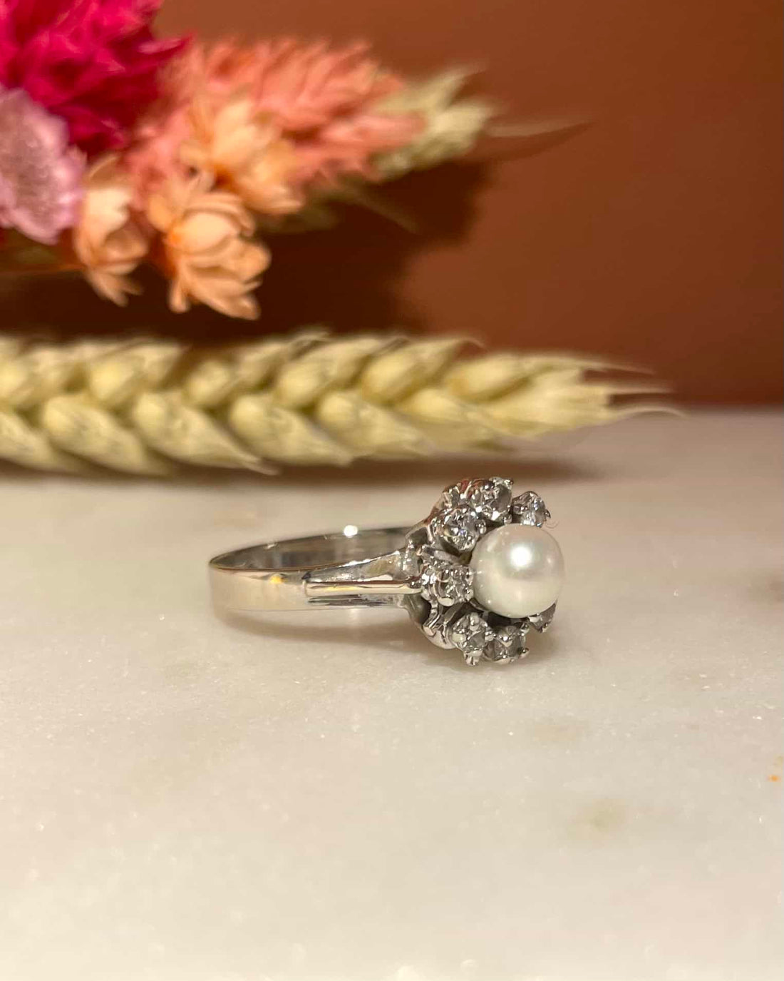 Bague Marguerite Perle &amp; Diamants &quot;Kassidy&quot;