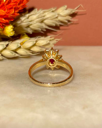 Bague Marguerite Rubis &amp; 10 Diamants &quot;Sidonie&quot;