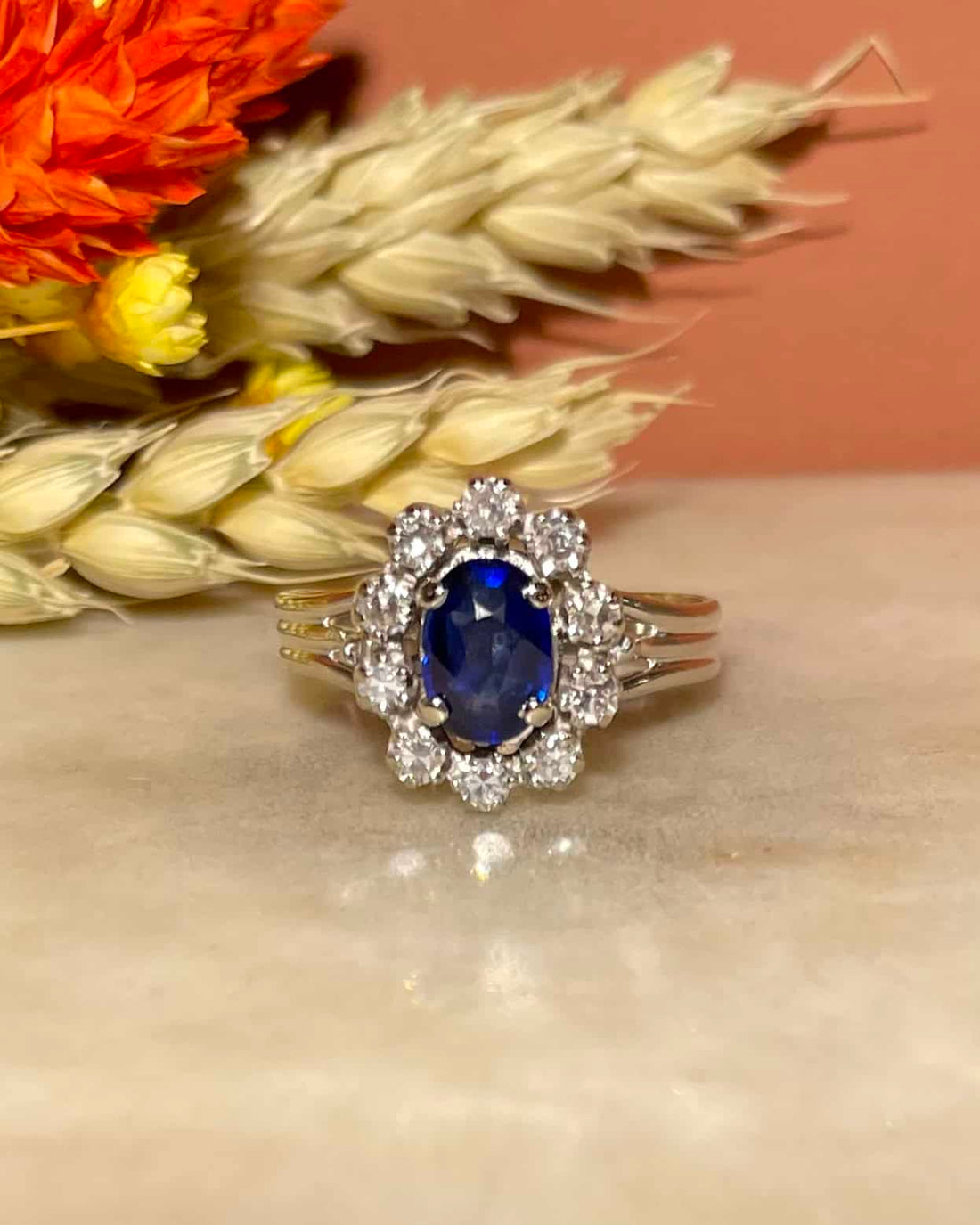 Bague Marguerite Saphir &amp; Diamants &quot;Marina&quot;