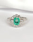 Bague Marguerite Style Art - Déco Émeraude 0.66 carat & 12 Diamants "Laurina" - Elliade Paris