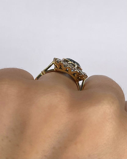 Bague Marguerite Style Art - Déco Topaze 4.80 carats &amp; Diamants 0.56 carat "Adela" - Elliade Paris