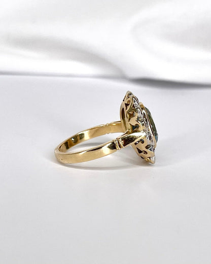 Bague Marguerite Style Art - Déco Topaze 4.80 carats &amp; Diamants 0.56 carat "Adela" - Elliade Paris