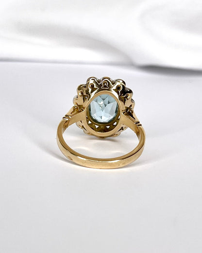 Bague Marguerite Style Art - Déco Topaze 4.80 carats &amp; Diamants 0.56 carat "Adela" - Elliade Paris