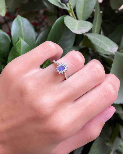 Bague Marguerite Tanzanite 0.45 Carat &amp; 26 Diamants &quot;Kassia&quot; - Elliade Paris