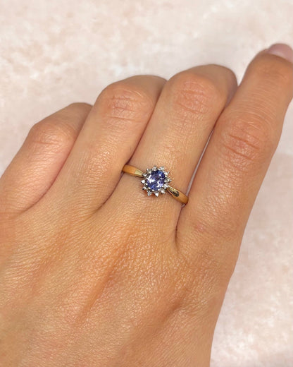 Bague Marguerite Tanzanite 0.60 carat &amp; Diamants "Christelle" - Elliade Paris