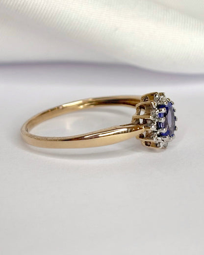 Bague Marguerite Tanzanite 0.60 carat &amp; Diamants "Christelle" - Elliade Paris