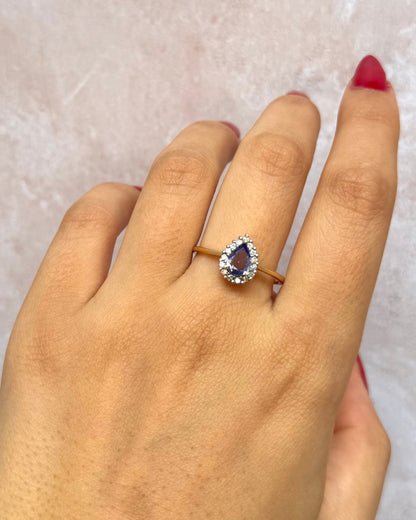 Bague Marguerite Tanzanite 0.65 carat &amp; Diamants 3.18g "Gulia" - Elliade Paris