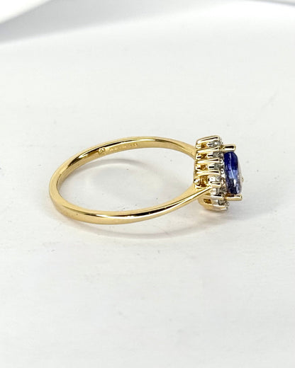 Bague Marguerite Tanzanite 0.65 carat &amp; Diamants 3.18g "Gulia" - Elliade Paris