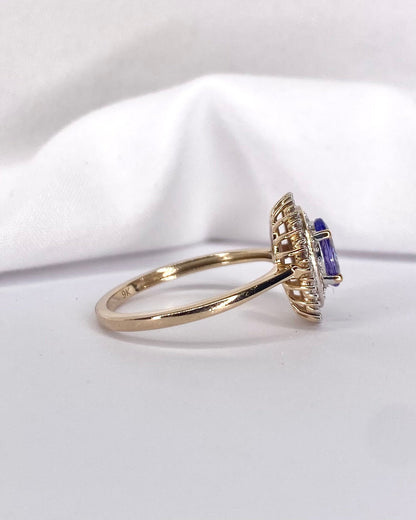 Bague Marguerite Tanzanite 0.80 carat &amp; Diamants &quot;Fanny&quot; - Elliade Paris