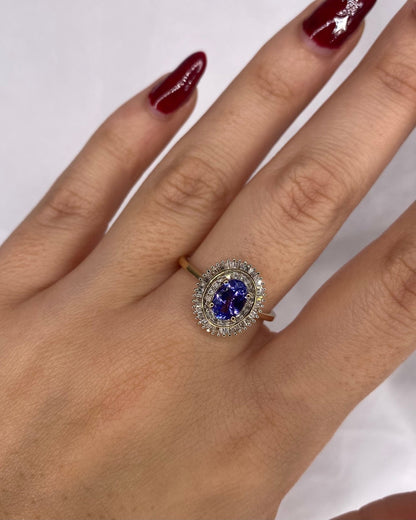 Bague Marguerite Tanzanite 0.80 carat &amp; Diamants &quot;Fanny&quot; - Elliade Paris