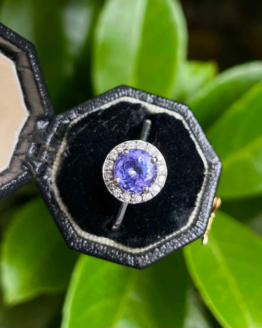 Bague Marguerite Tanzanite 1 carat &amp; 18 Diamants &quot;Zanelle&quot; - Elliade Paris