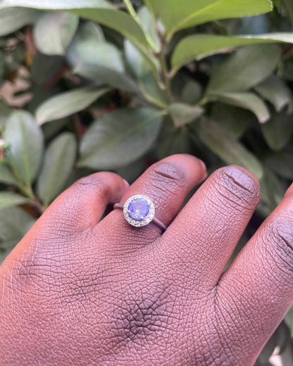 Bague Marguerite Tanzanite 1 carat &amp; 18 Diamants &quot;Zanelle&quot; - Elliade Paris