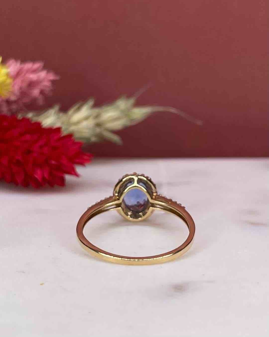 Bague Marguerite Tanzanite 1.30 Carat &amp; 28 Diamants "Lunali" - Elliade Paris