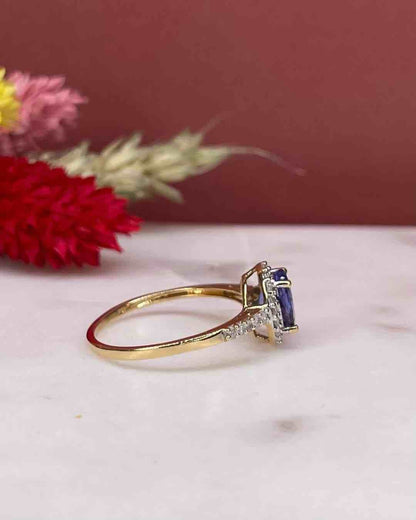 Bague Marguerite Tanzanite 1.30 Carat &amp; 28 Diamants &quot;Lunali&quot; - Elliade Paris