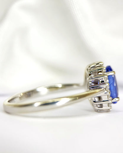 Bague Marguerite Tanzanite 1.65 carat &amp; Diamants 0.32 carat 4.14g "Lina" - Elliade Paris