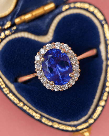Bague Marguerite Tanzanite 1.65 carat &amp; Diamants 0.32 carat 4.14g "Lina" - Elliade Paris
