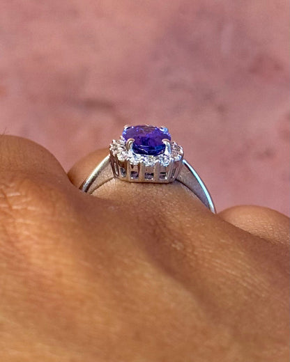 Bague Marguerite Tanzanite 1.65 carat &amp; Diamants 0.32 carat 4.14g "Lina" - Elliade Paris
